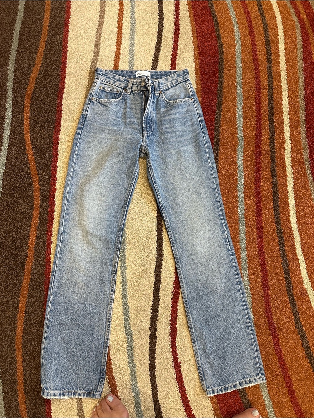 Zara Light Blue Women's Straight-Leg Jeans